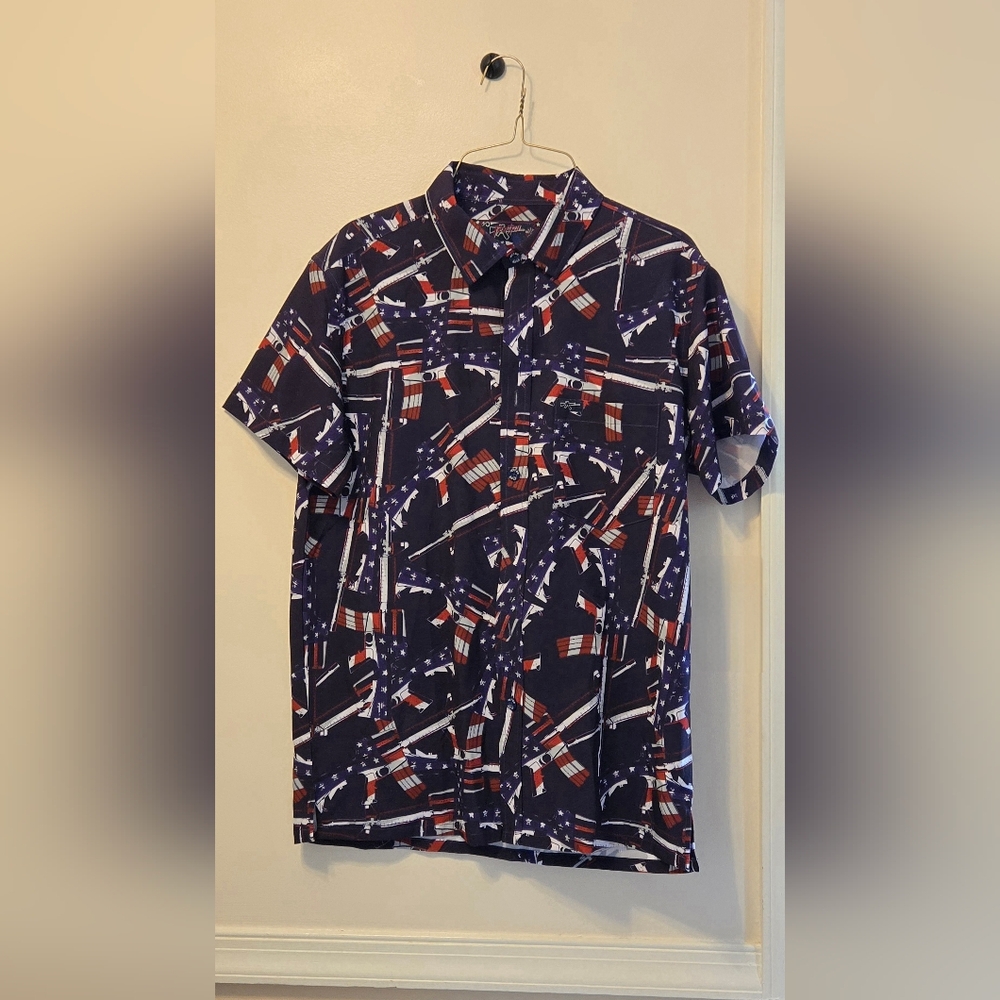 Retro Rifle - The 4th Button Down Short Sleeve Shirt